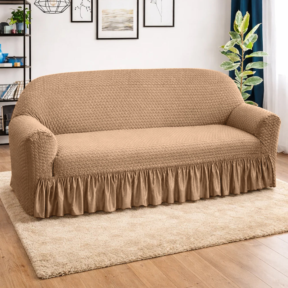 Butterfly Fabric Stretchable Sofa Cover - Beige