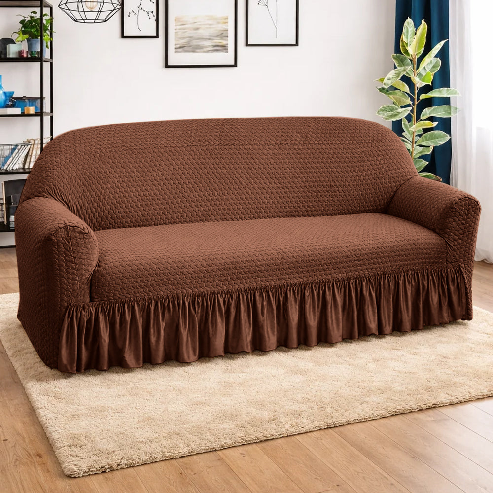 Butterfly Fabric Stretchable Sofa Cover - Brown