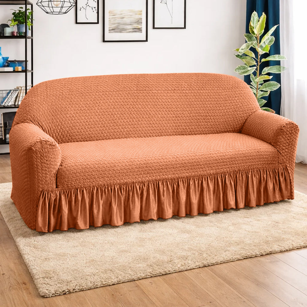 Butterfly Fabric Stretchable Sofa Cover - Camel
