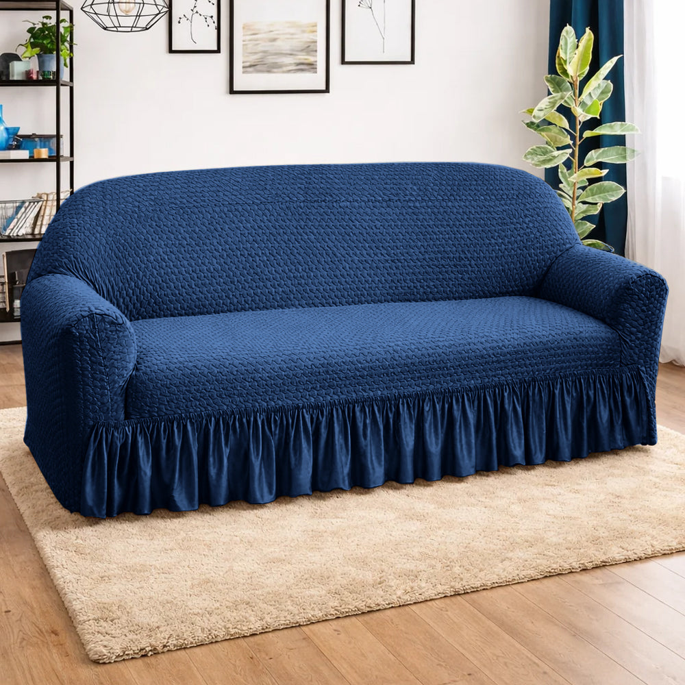 Butterfly Fabric Stretchable Sofa Cover - Navy Blue