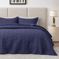 3Pcs King Size Bed Spread with Pillow Covers - Navy Blue
