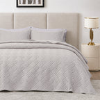 3Pcs King Size Bed Spread with Pillow Covers - Silver