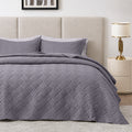 3Pcs King Size Bed Spread with Pillow Covers - Grey