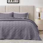 3Pcs King Size Bed Spread with Pillow Covers - Grey