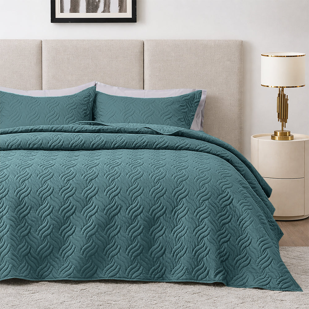 3Pcs King Size Bed Spread with Pillow Covers - Zinc