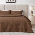 3Pcs King Size Bed Spread with Pillow Covers - Brown