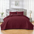 3Pcs King Size Bed Spread with Pillow Covers - Burgundy