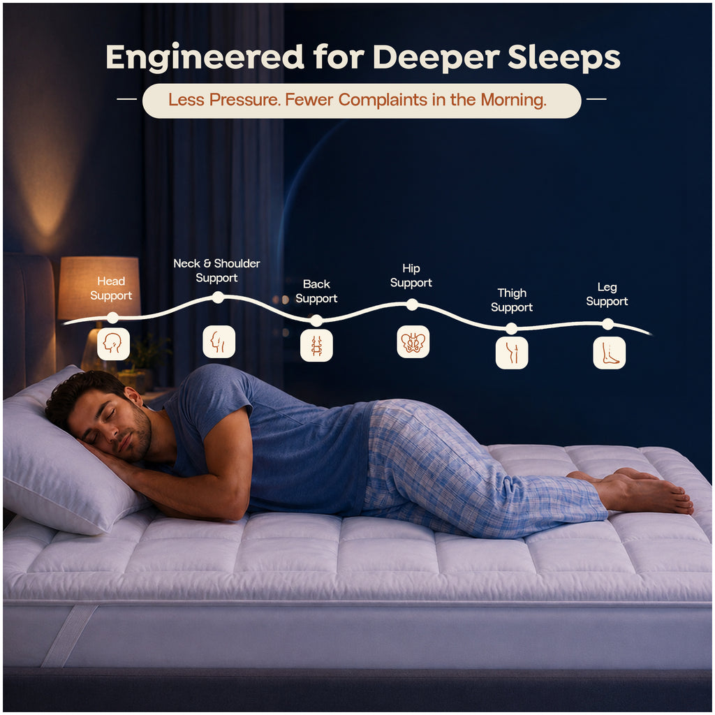 Premium Mattress Topper 1200 GSM, 4 Inches Thick Cloudy