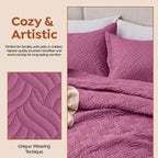 3Pcs King Size Bed Spread with Pillow Covers - Pink