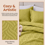 3Pcs King Size Bed Spread with Pillow Covers - Olive