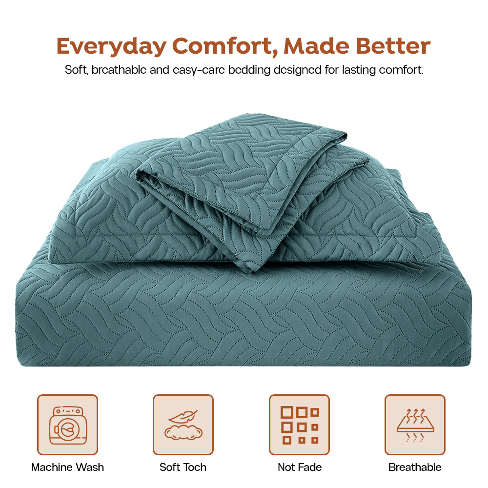 3Pcs King Size Bed Spread with Pillow Covers - Zinc