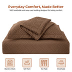 3Pcs King Size Bed Spread with Pillow Covers - Brown
