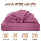 3Pcs King Size Bed Spread with Pillow Covers - Pink
