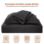 3Pcs King Size Bed Spread with Pillow Covers - Black