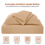 3Pcs King Size Bed Spread with Pillow Covers - Beige