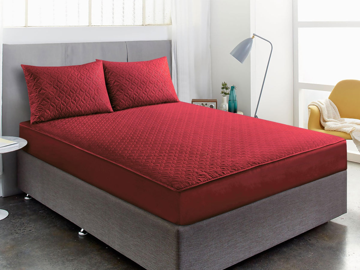 Waterproof Mattress Protector King Size - Burgundy