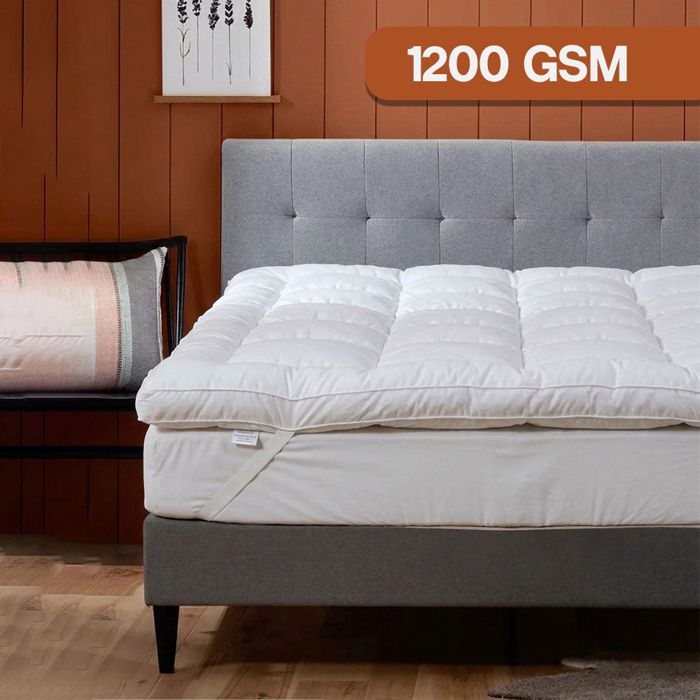 Premium Mattress Topper 1200 GSM, 4 Inches Thick Cloudy